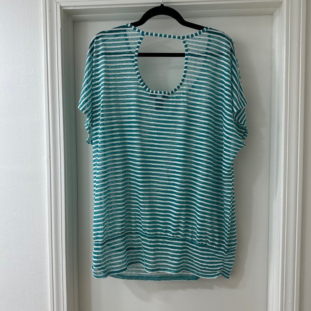Lane Bryant Teal & White Striped Lightweight Tee, Size 18/20 - Picture 5 of 5